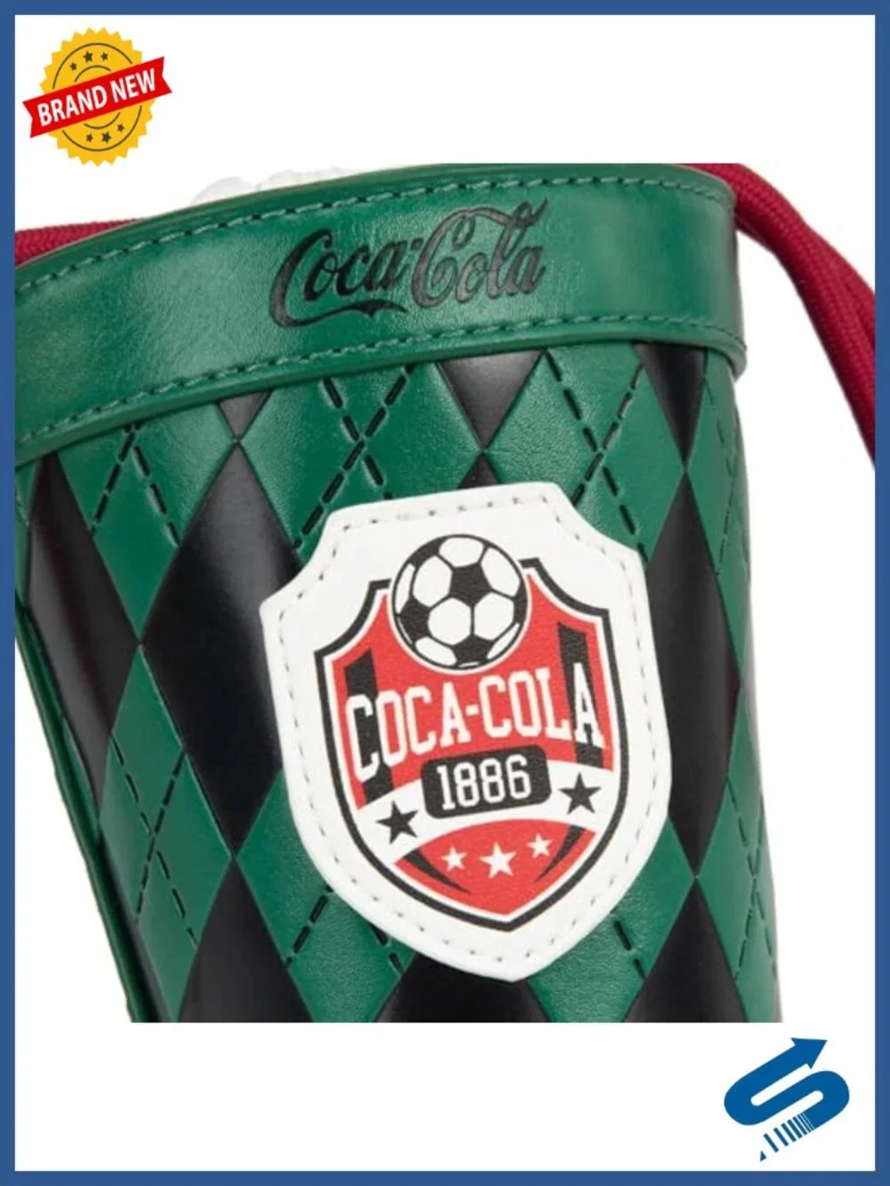 Mini Drawstring Bucket Crossbody Bag with Soccer Shield Patch